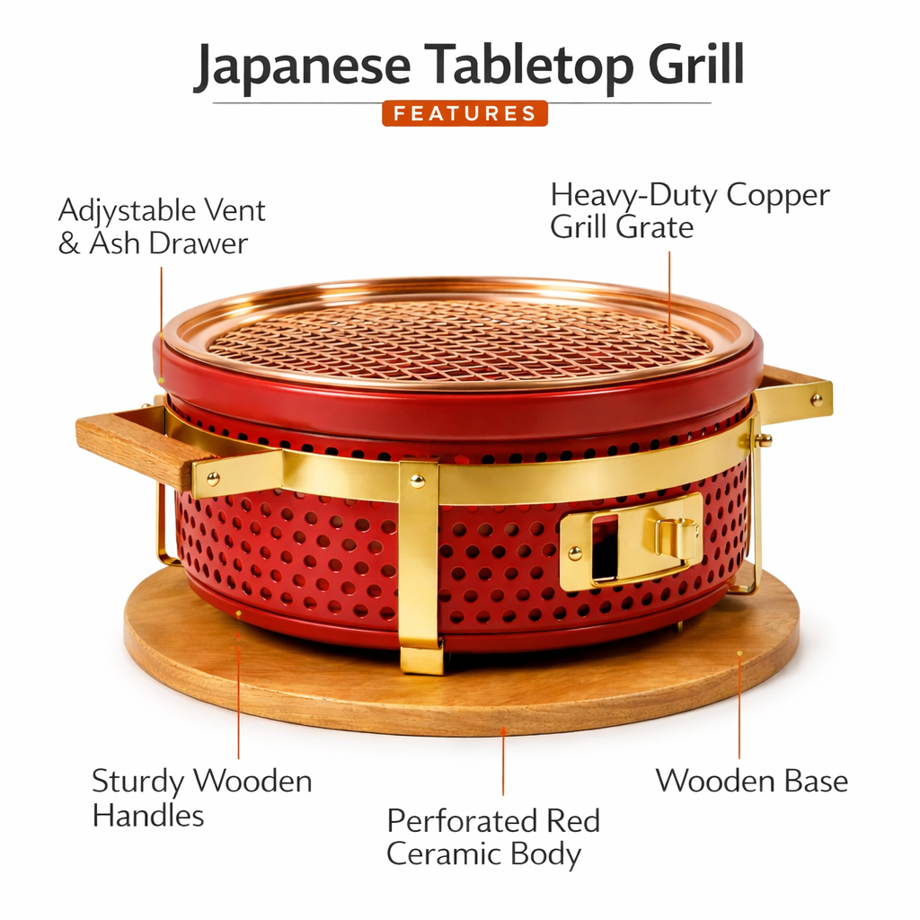 CrimsonForge Luxe Tabletop Hibachi Grill
