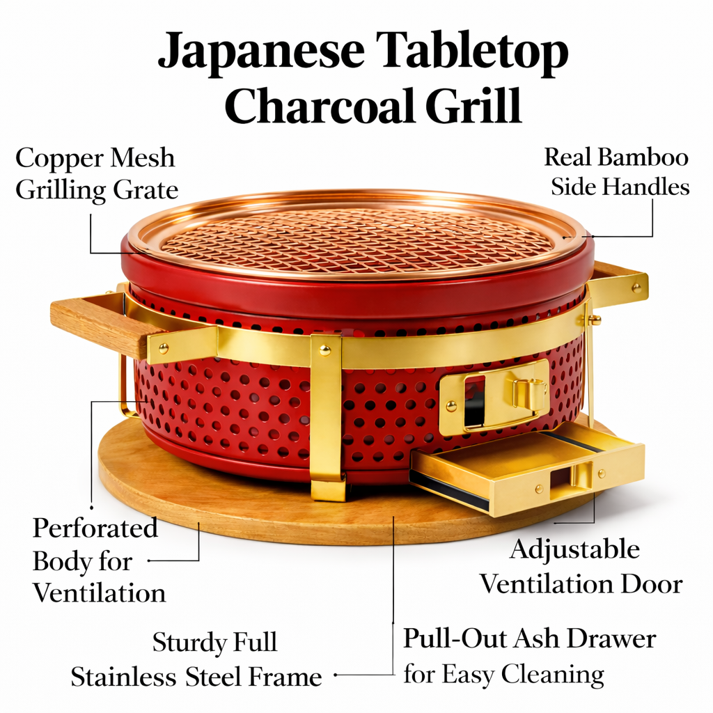 CrimsonForge Luxe Tabletop Hibachi Grill