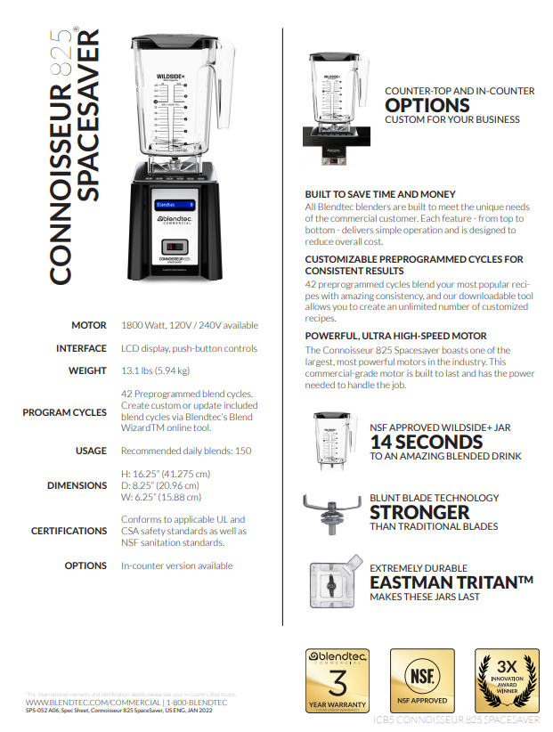 CONNOISSEUR 825 SPACE SAVER -