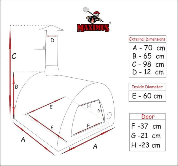 MAXIMUS MOBILE PIZZA OVEN RED **BEST SELLER**